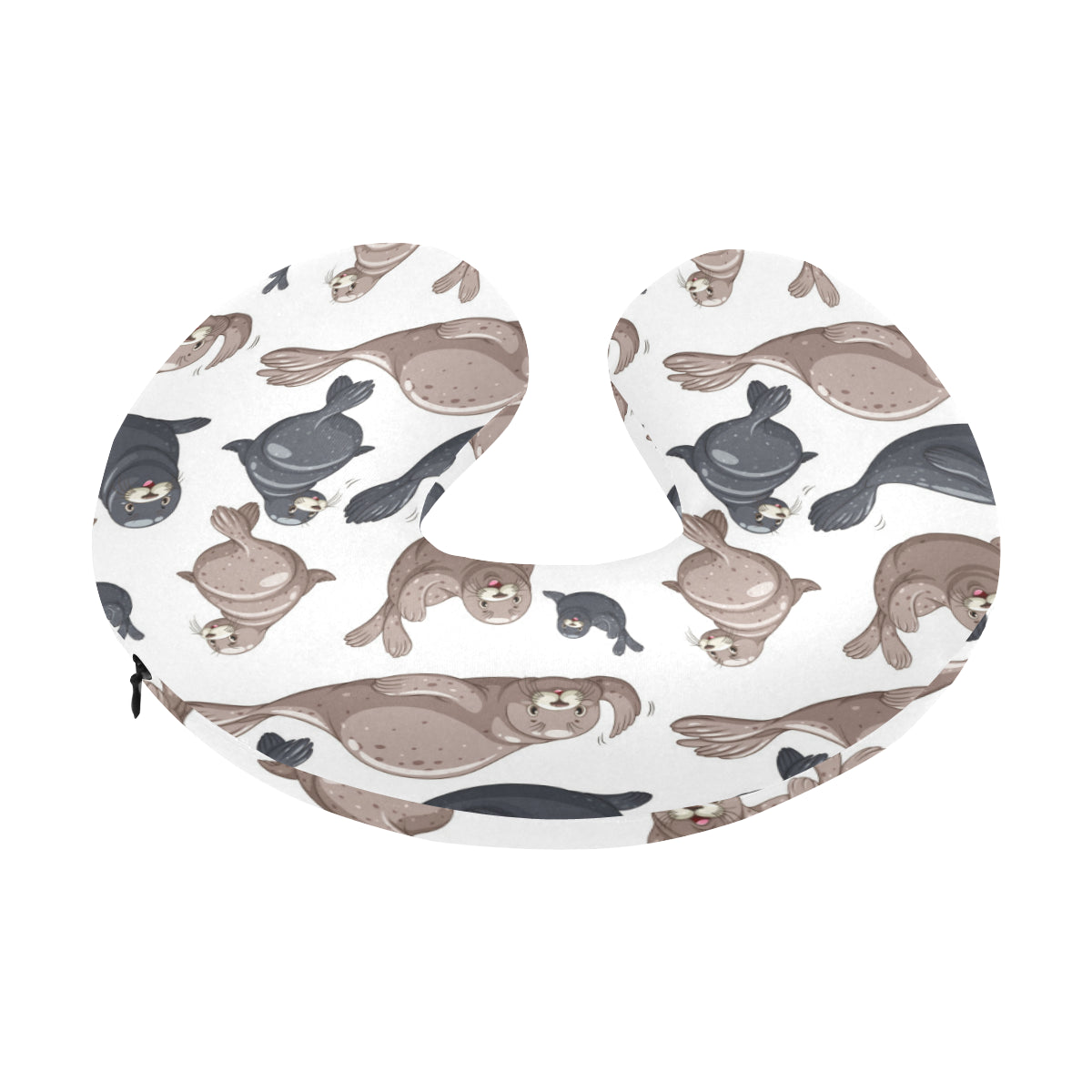 Sea Lion Pattern Print Design 02 U-Shaped Travel Neck Pillow