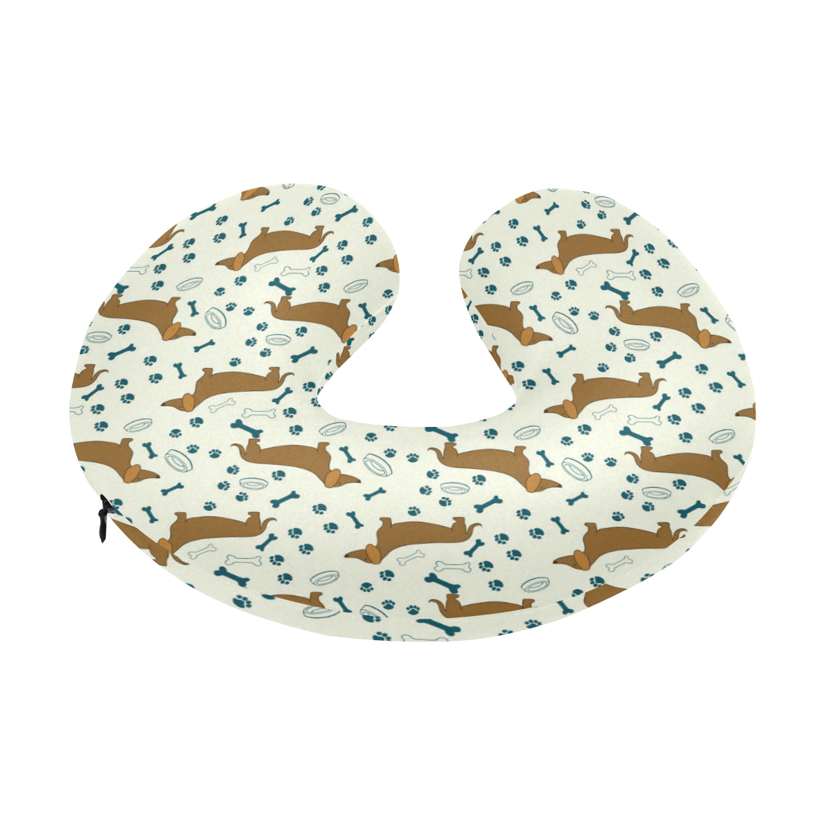 Dachshund Pattern Print Design 01 U-Shaped Travel Neck Pillow