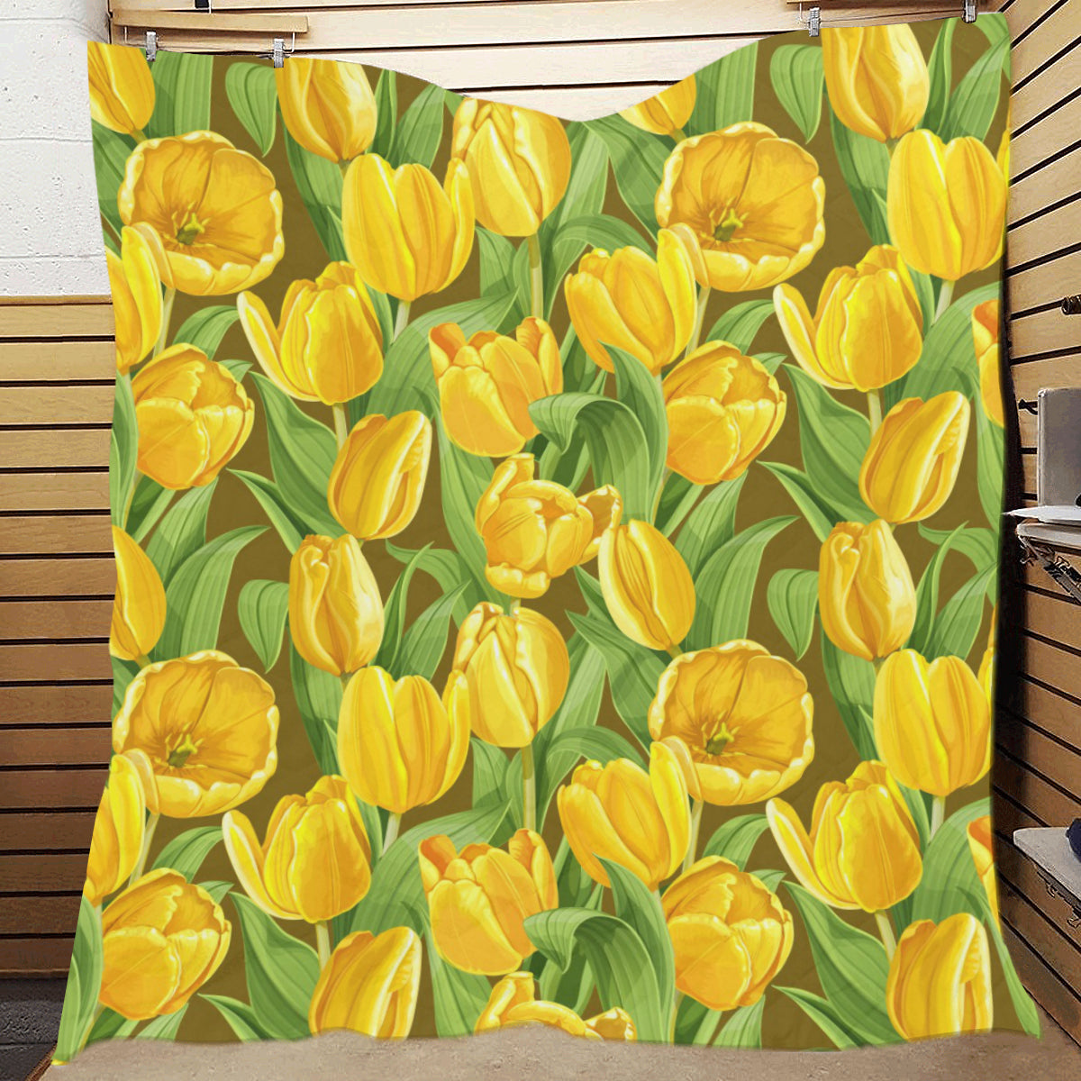Tulip Yellow Pattern Print Design TP010 Premium Quilt