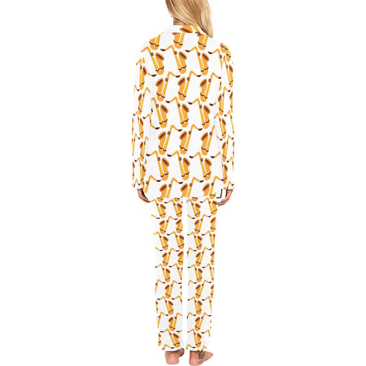 Saxophone Print Design LKS404 Women's Long Pajama Set