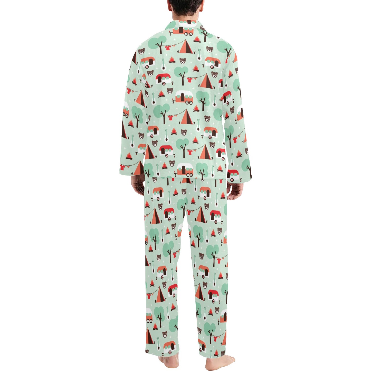 Camper Tent Pattern Print Design 01 Men's Long Pajama Set
