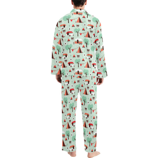 Camper Tent Pattern Print Design 01 Men's Long Pajama Set