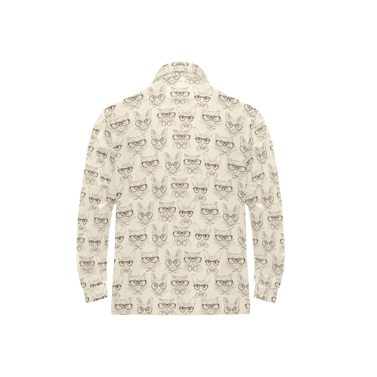 Cat Pattern Print Design 02 Long Sleeve Polo Shirt For Men's