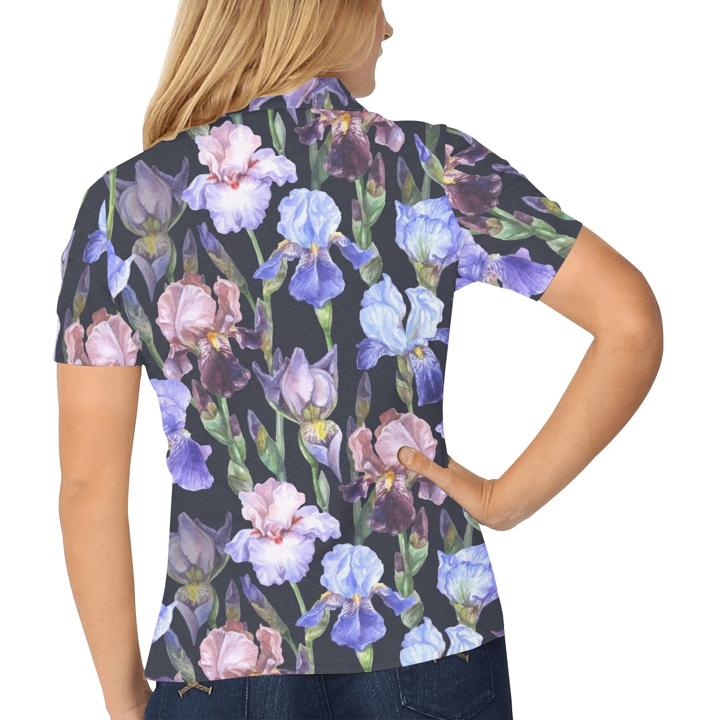 Iris Pattern Print Design IR04 Women's Polo Shirt