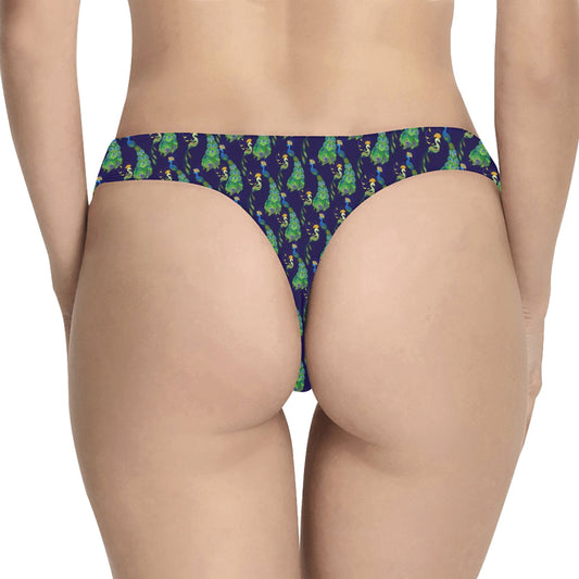 Peacock Art Design Print Women's Thongs