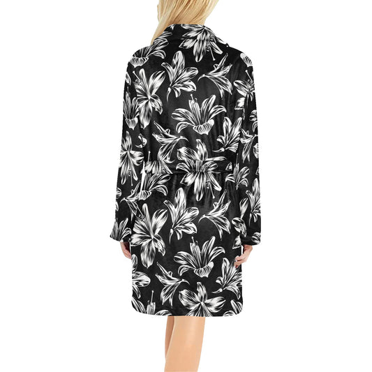 Amaryllis Pattern Print Design AL04 Women's Fleece Robe