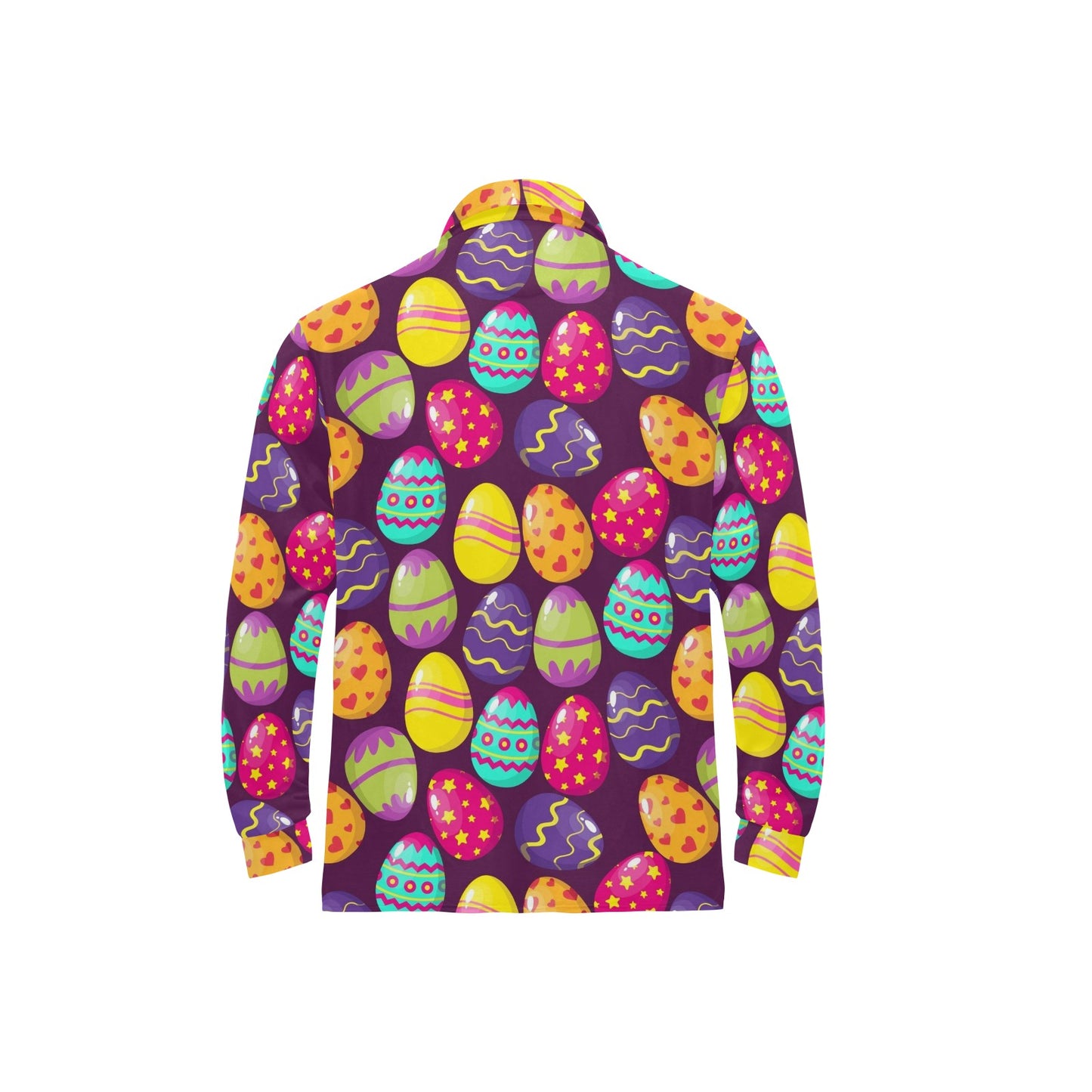 Easter Eggs Pattern Print Design RB04 Long Sleeve Polo Shirt For Men's