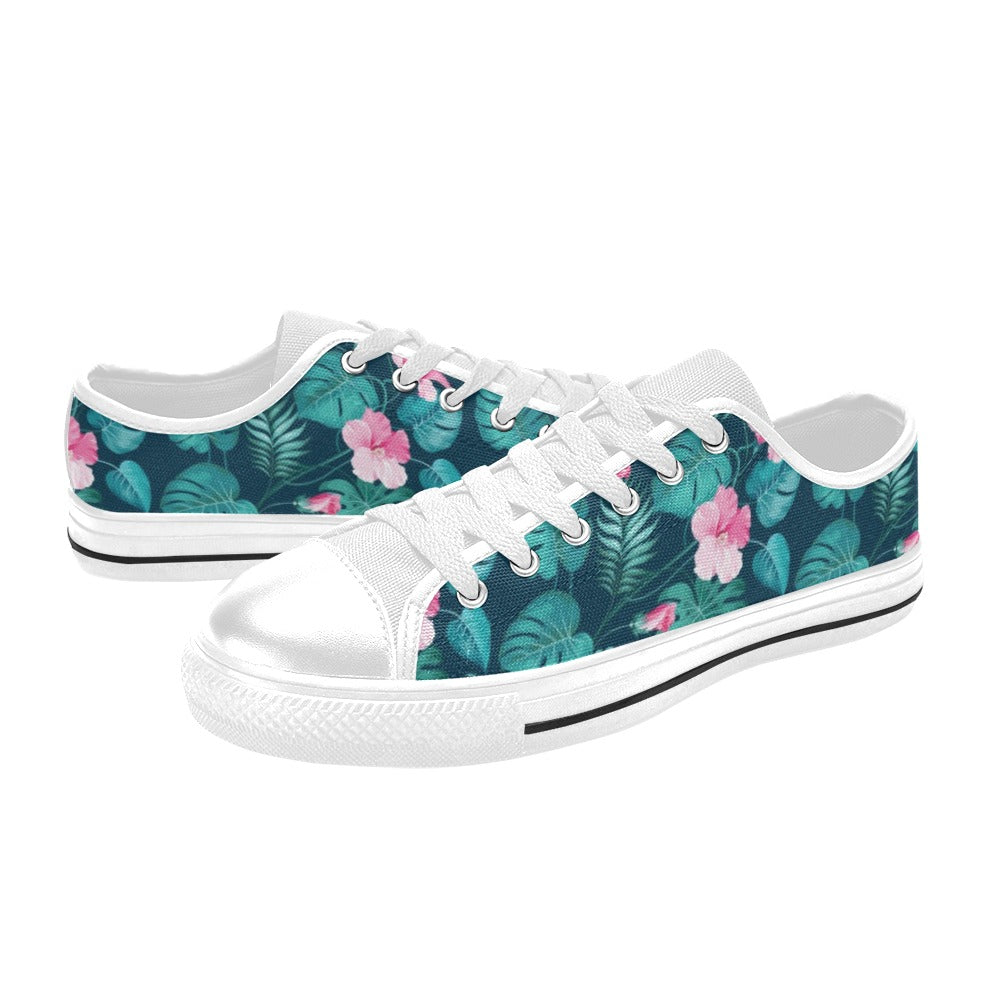 Summer Floral Print Design LKS301 Women's White Low Top Shoes