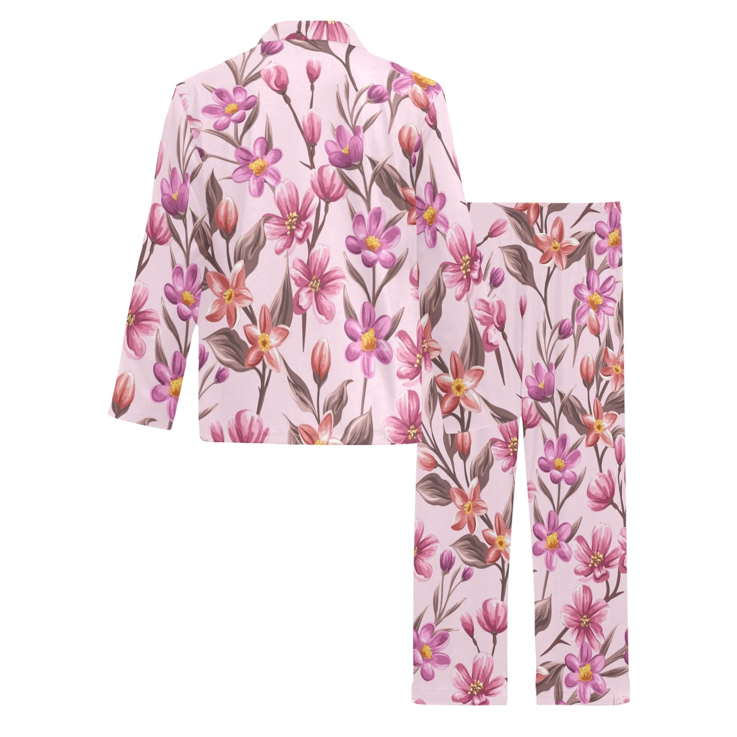 Summer Floral Pattern Print Design SF09 Men's Long Pajama Set