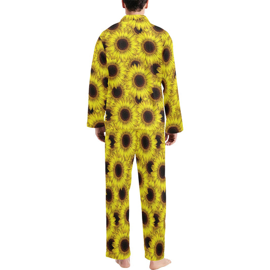 Sunflower Pattern Print Design SF011 Men's Long Pajama Set