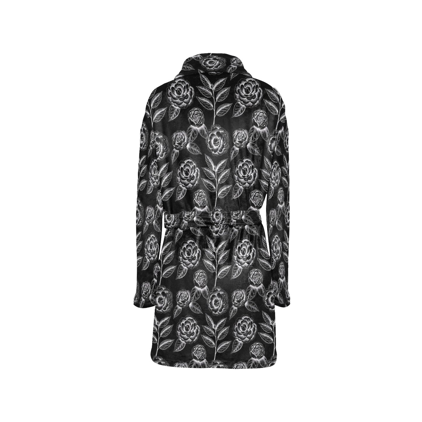 Camellia Pattern Print Design 02 Women's Fleece Robe