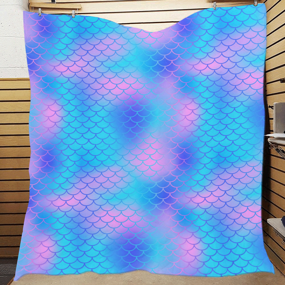 Mermaid Scales Pattern Print Design 04 Premium Quilt