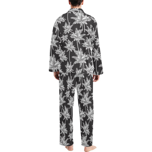 Palm Tree Pattern Print Design PT03 Men's Long Pajama Set