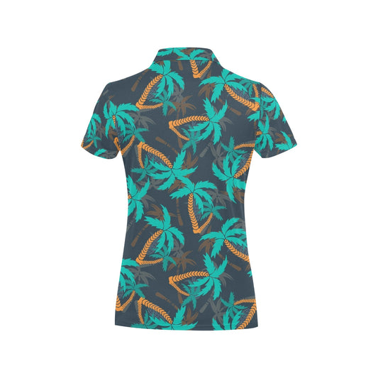 Palm Tree Pattern Print Design PT01 Women's Polo Shirt