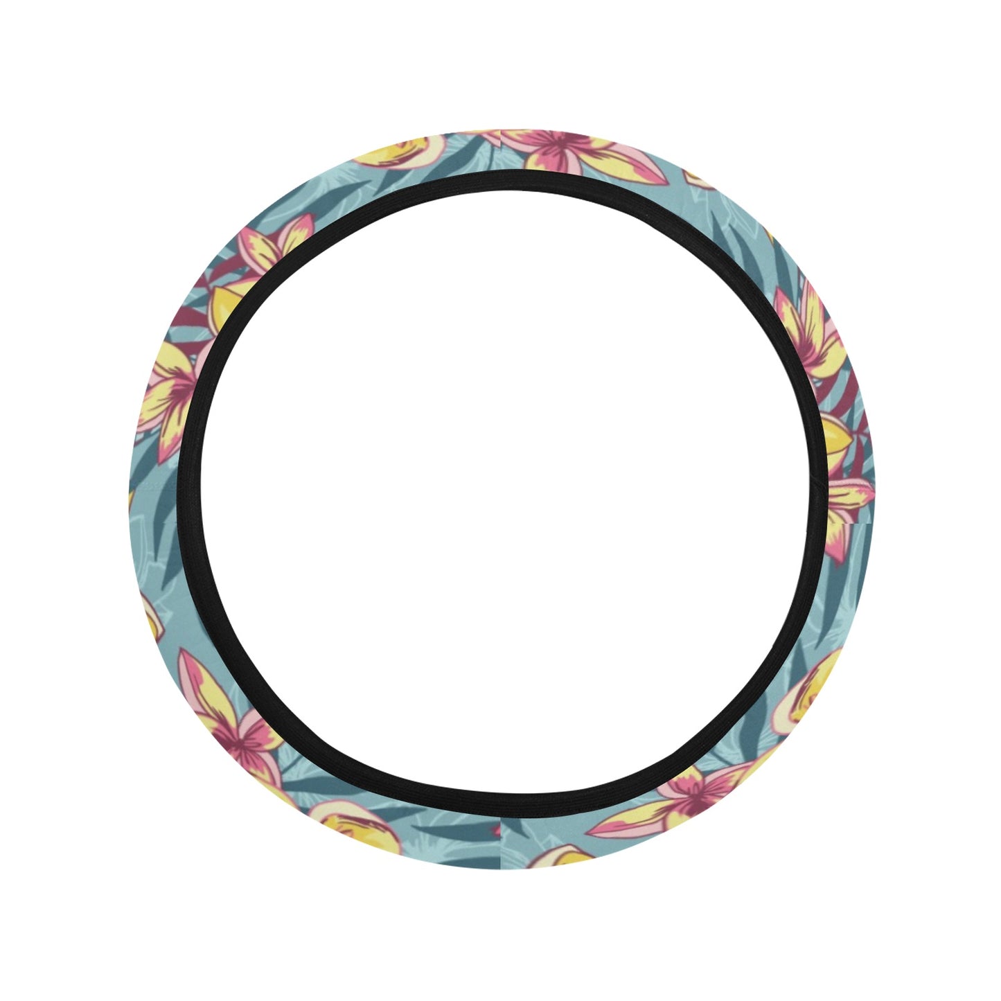 Summer Floral Print Design LKS304 Steering Wheel Cover with Elastic Edge