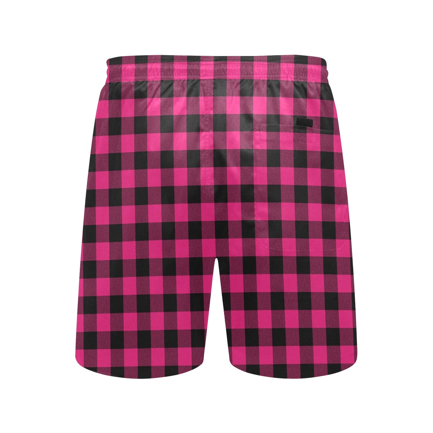 Pink Tartan Plaid Pattern Men's Swim Trunks Beach Shorts