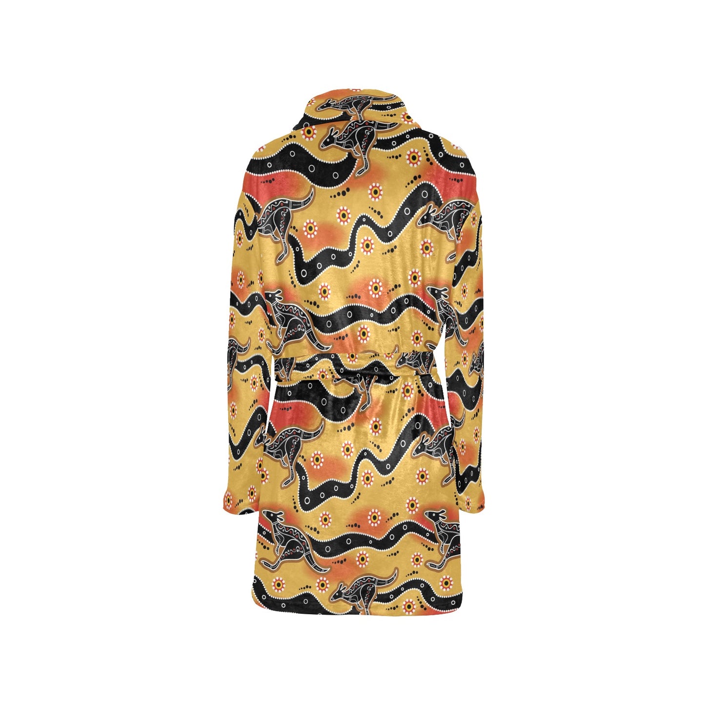 Kangaroos Aboriginal Pattern Print Design 06 Women's Fleece Robe