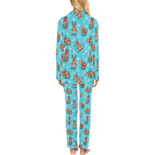 Reindeer Print Design LKS402 Women's Long Pajama Set