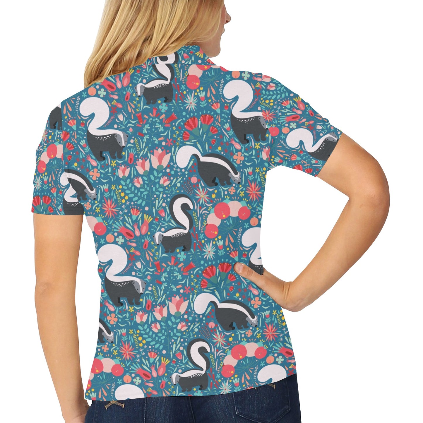 Skunk Print Design LKS302 Women's Polo Shirt