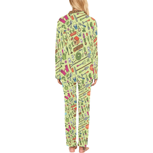 Gardening Pattern Print Design G02 Women's Long Pajama Set