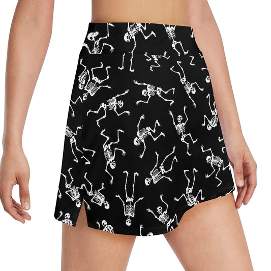 Skeleton Print Design LKS305 17" Golf & Pickleball Skort with Pockets