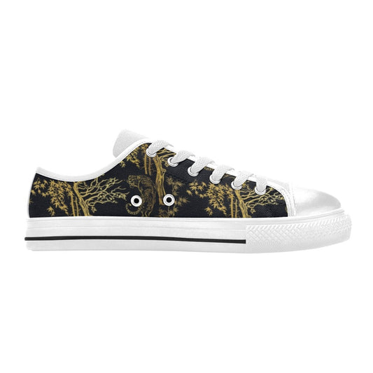 Tiger Gold Print Design LKS307 Women's White Low Top Shoes
