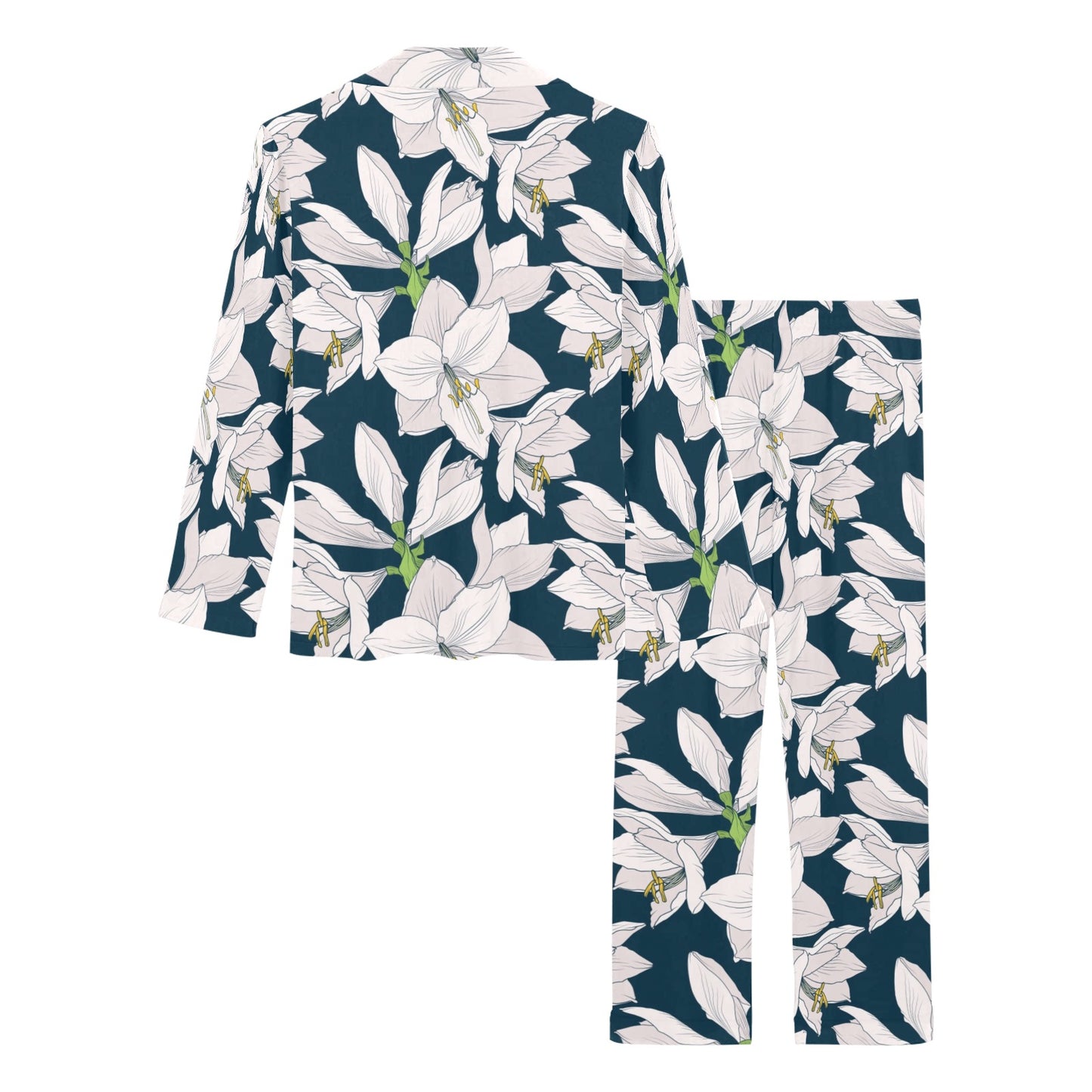 Amaryllis Pattern Print Design 01 Women's Long Pajama Set