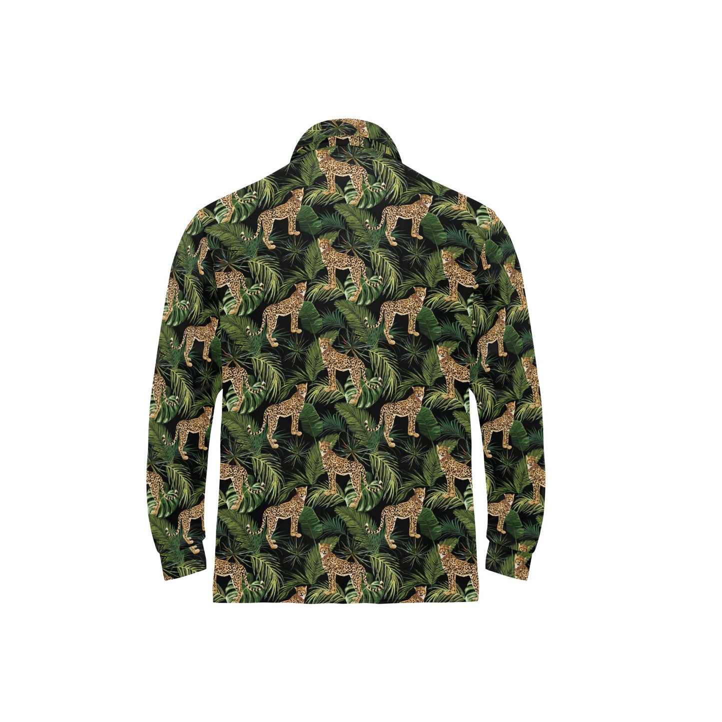 Cheetah Pattern Print Design 05 Long Sleeve Polo Shirt For Men's