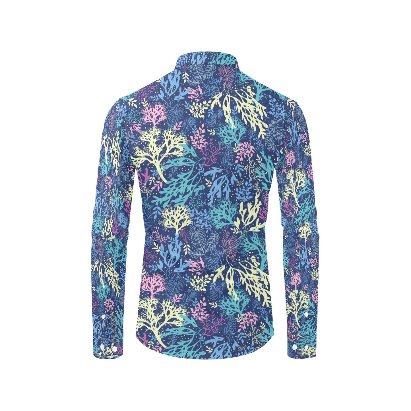 Seaweed Print Design LKS301 Men's Long Sleeve Dress Shirt