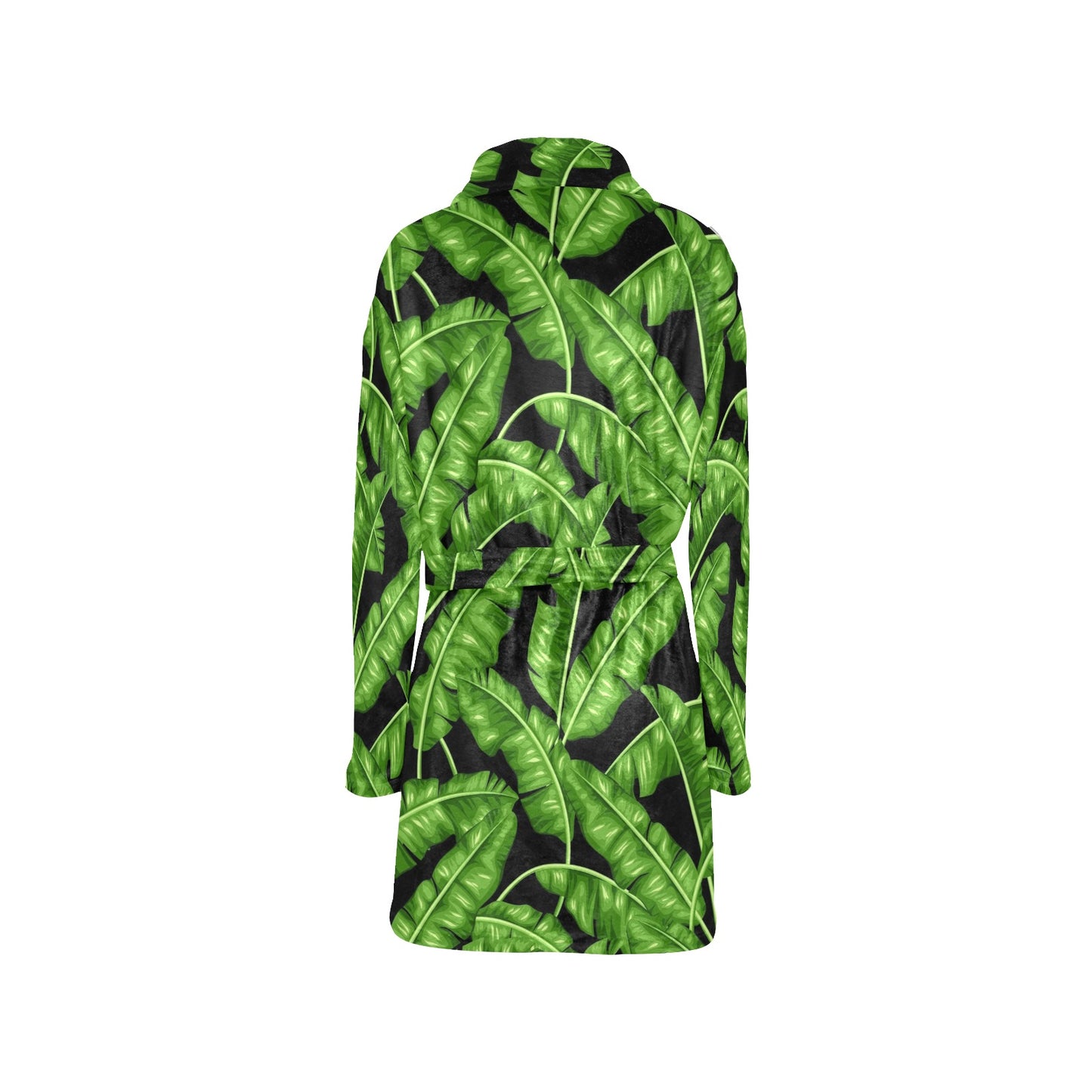 Banana Leaf Pattern Print Design BL01 Women's Fleece Robe