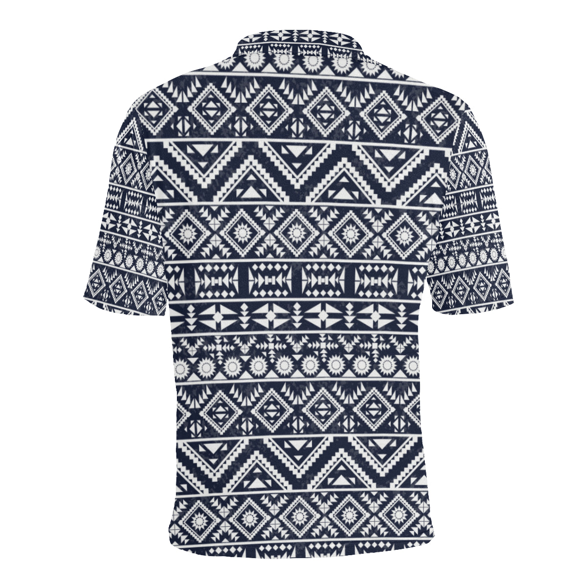 Blue White Tribal Aztec Men Polo Shirt
