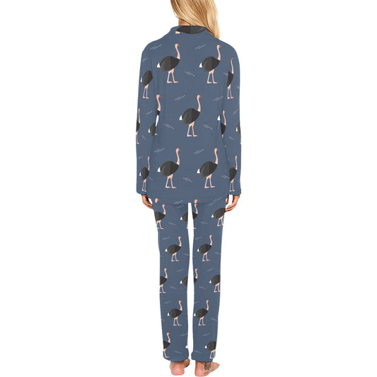 Ostrich Pattern Print Design 04 Women's Long Pajama Set