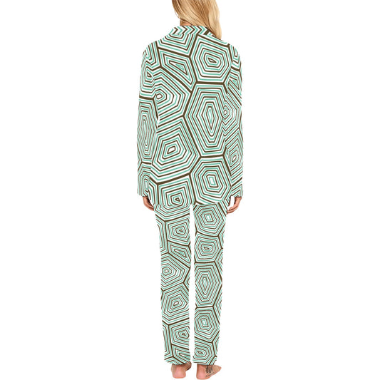 Sea Turtle Skin Print Women's Long Pajama Set