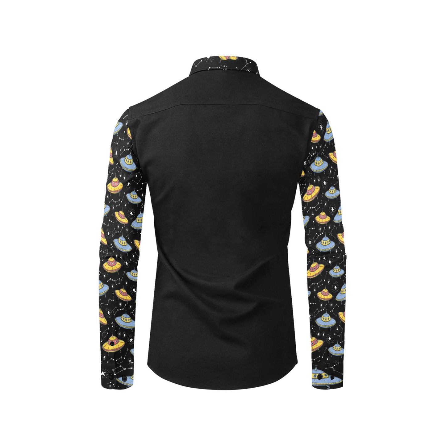 UFO Print Design LKS307 Men's Long Sleeve Dress Shirt