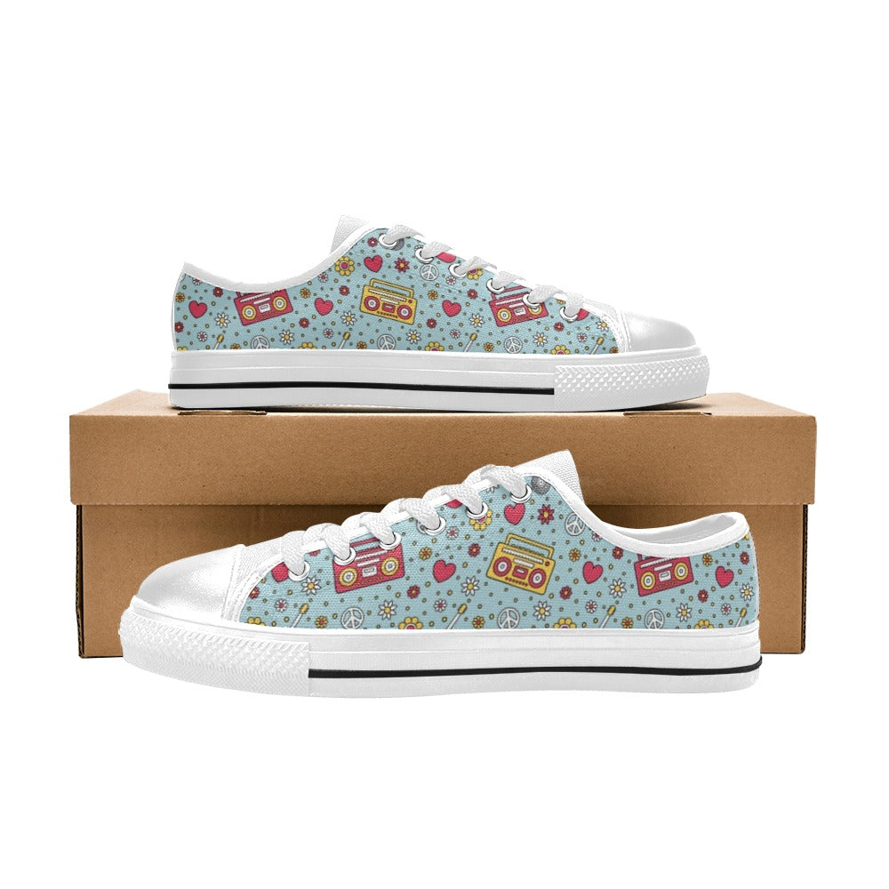 Hippie Print Design LKS307 Women's White Low Top Shoes