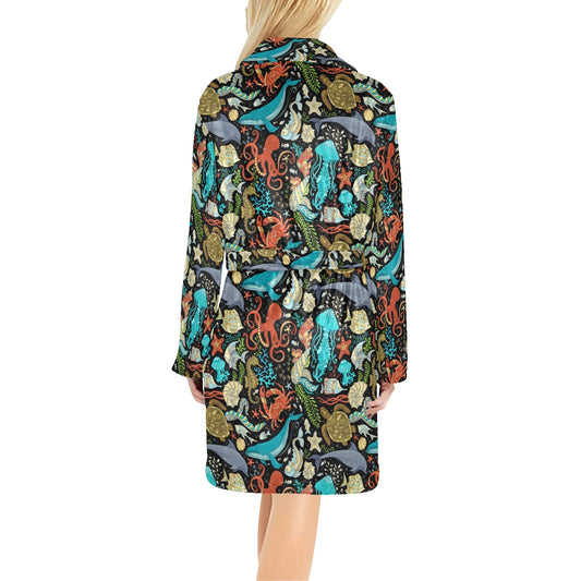 Underwater Animal Print Design LKS301 Women's Fleece Robe