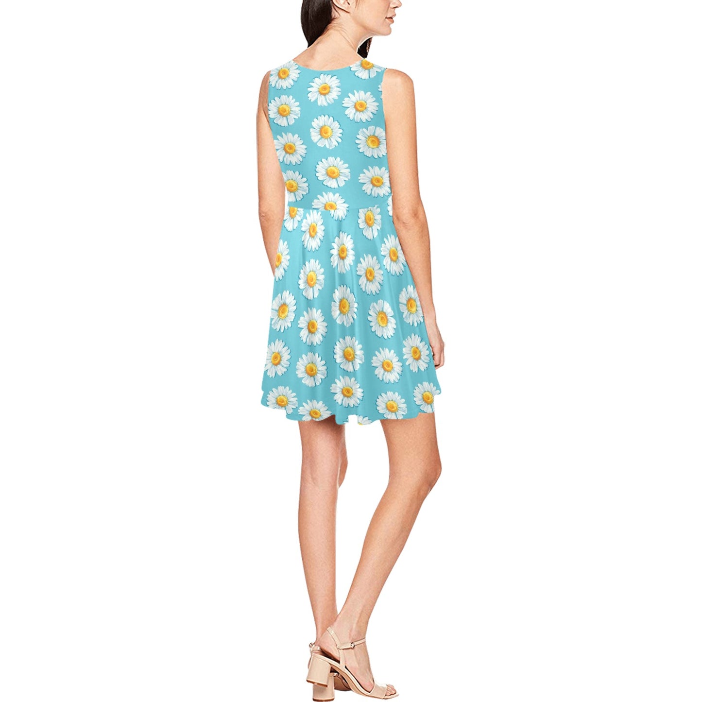 Daisy Pattern Print Design DS03 Sleeveless Dress