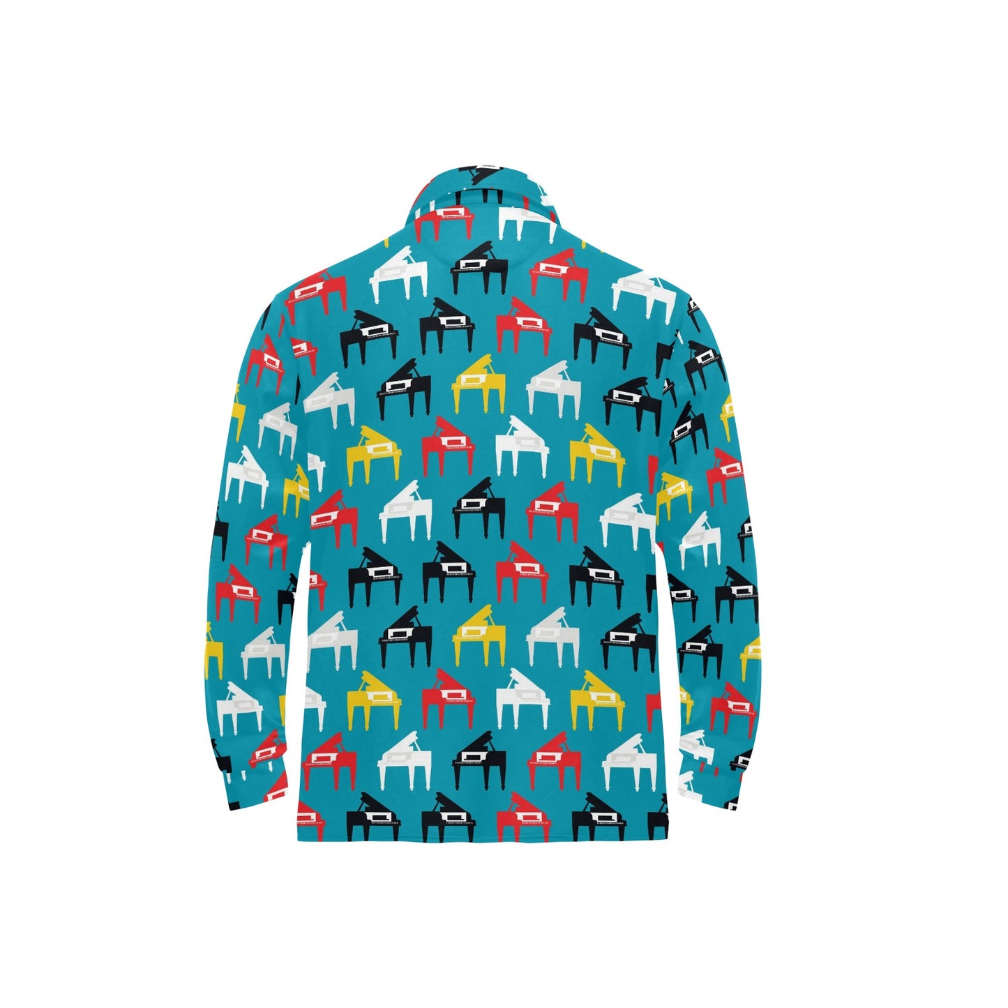 Piano Print Design LKS403 Long Sleeve Polo Shirt For Men's