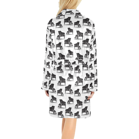Piano Print Design LKS401 Women's Fleece Robe