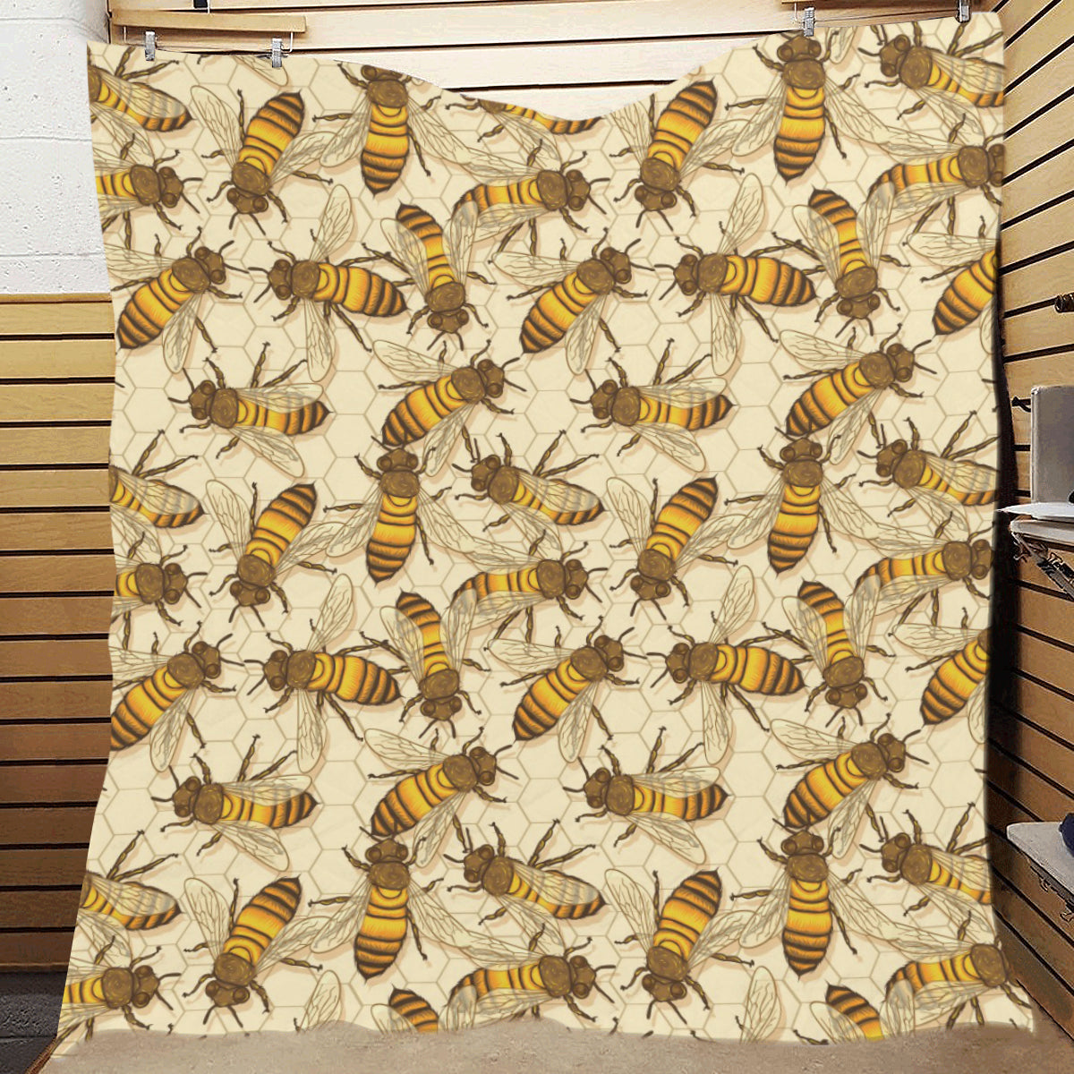 Bee Pattern Print Design BEE05 Premium Quilt