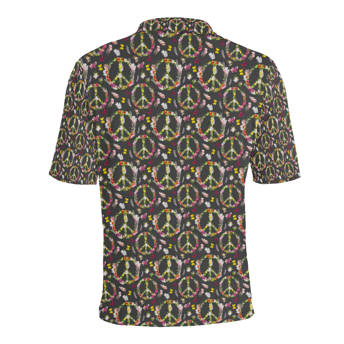 Peace Sign flowers Design Print Men Polo Shirt