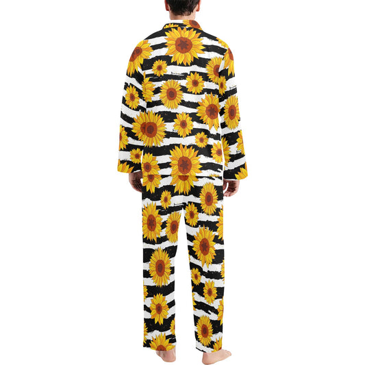 Sunflower Pattern Print Design SF010 Men's Long Pajama Set