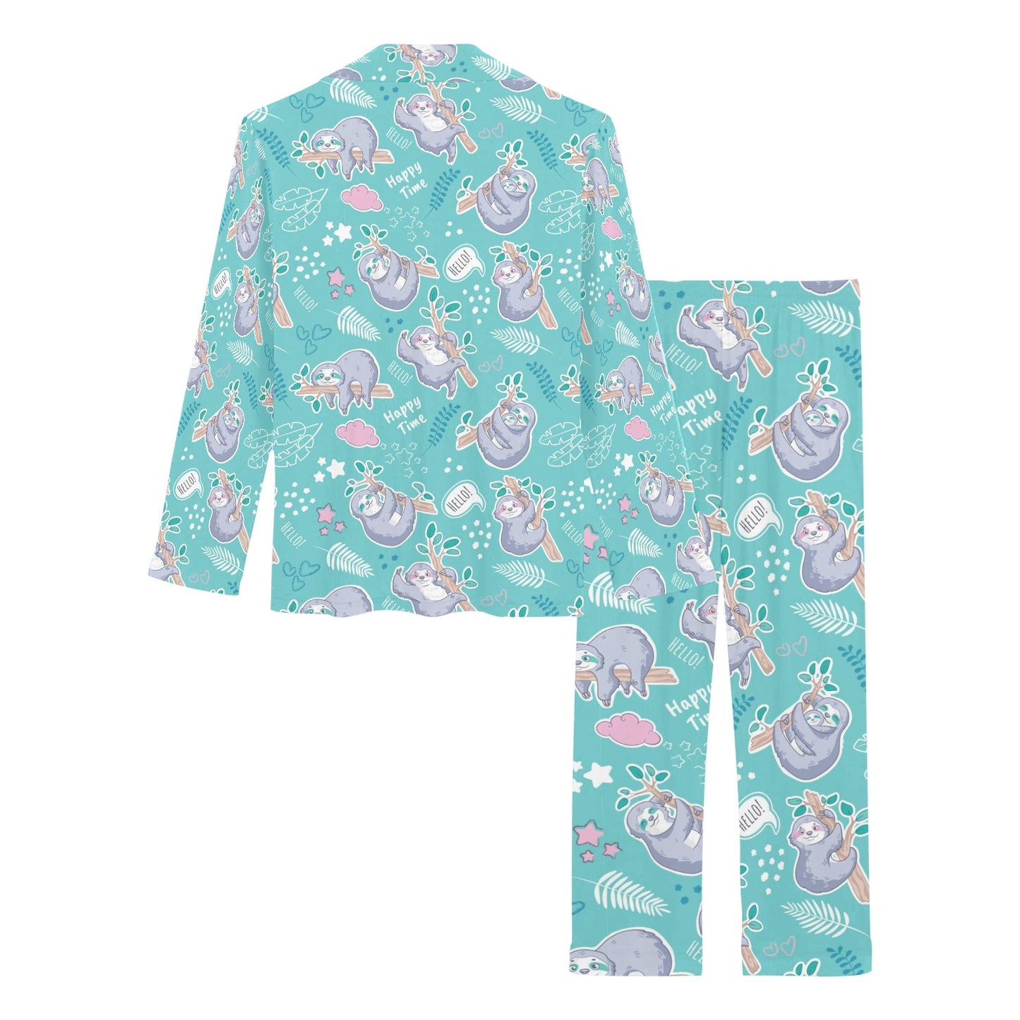 Sloth Print Design LKS309 Women's Long Pajama Set