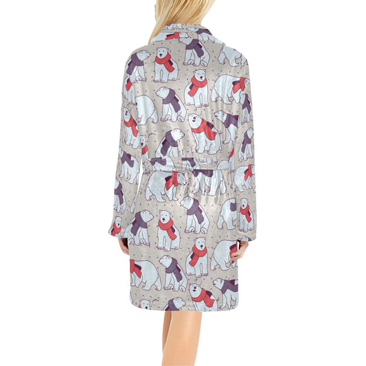 Polar Bear Pattern Print Design PB04 Women's Fleece Robe