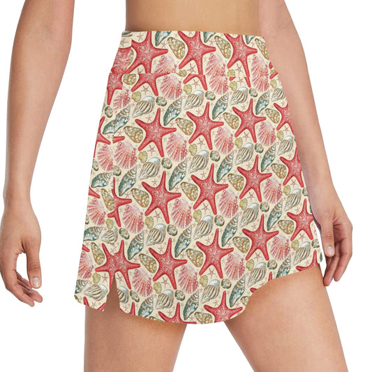 Seashell Print Design LKS301 17" Golf & Pickleball Skort with Pockets