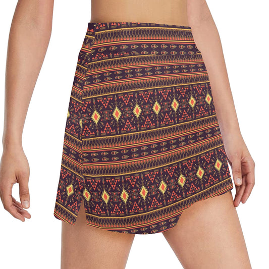 Southwest Ethnic Design Themed Print 17" Golf & Pickleball Skort with Pockets