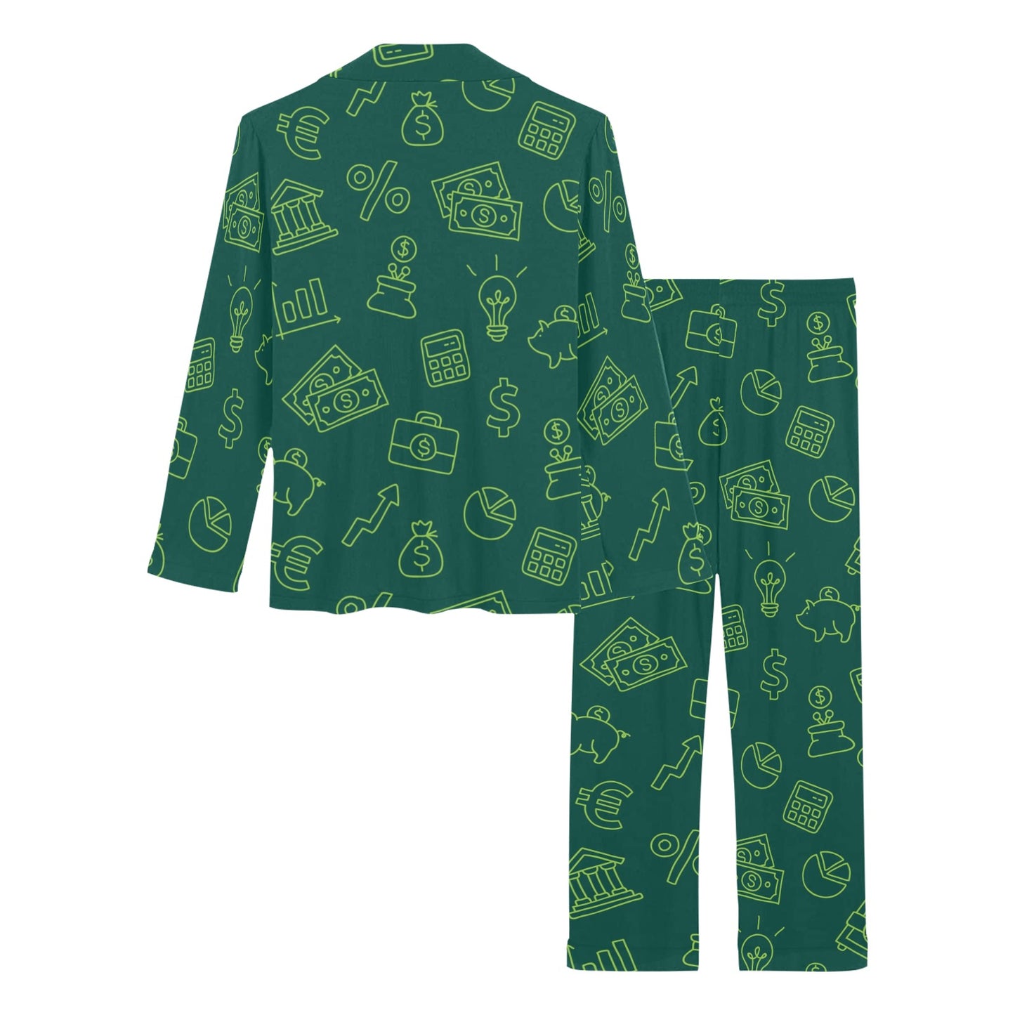 Accounting Financial Pattern Print Design 02 Women's Long Pajama Set