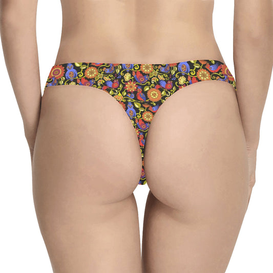 Steampunk Bird Design Themed Print Women's Thongs