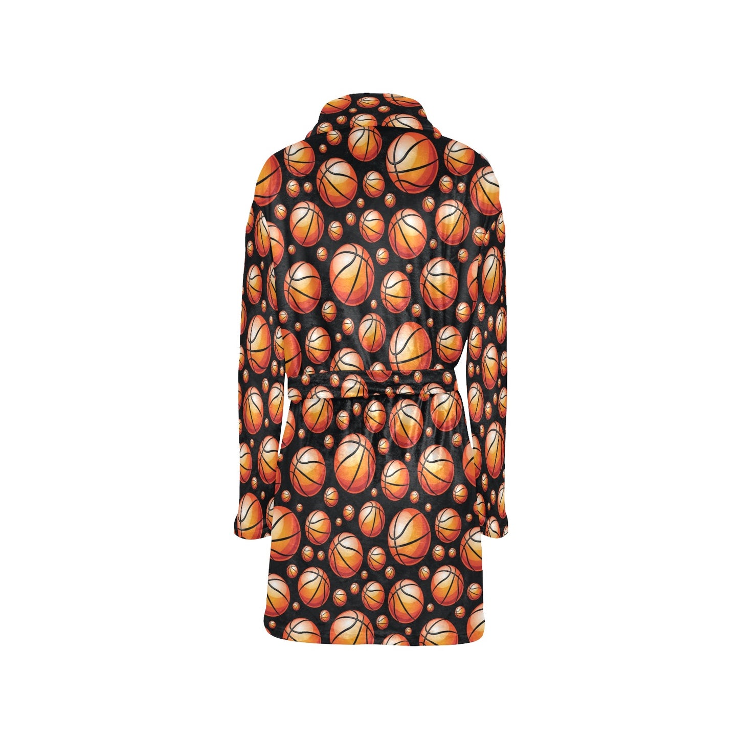 Basketball Black Background Pattern Women's Fleece Robe