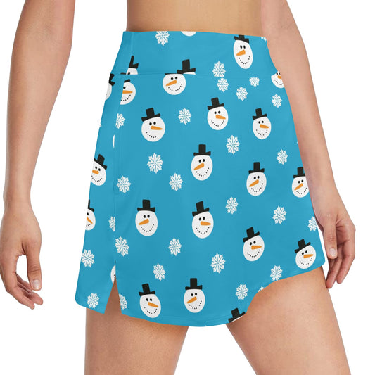 Snowman Print Design LKS303 17" Golf & Pickleball Skort with Pockets